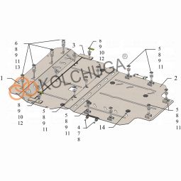 Kolchuga Защита двигателя, КПП и радиатора на Audi A8 D4 L '10-17 (ZiPoFlex-оцинковка)