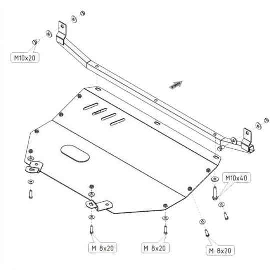 Kolchuga Защита двигателя на Audi 80 B4 '91-95