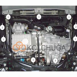 Kolchuga Защита двигателя, КПП и радиатора на Chery Tiggo 7 '16- (ZiPoFlex-оцинковка)