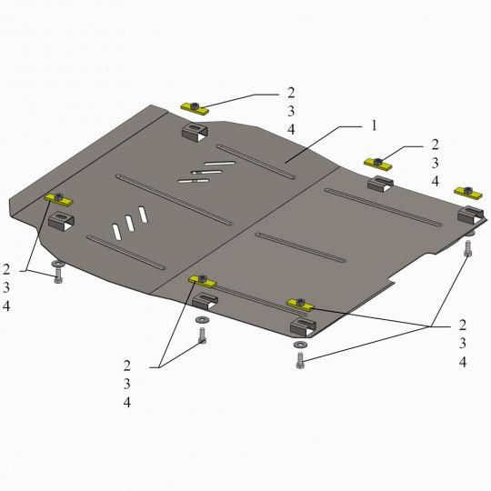 Kolchuga Защита двигателя, КПП и радиатора на Chevrolet Malibu VIII '12-15 Kolchuga Защита двигателя, КПП и радиатора на Chevrolet Malibu VIII '12-15