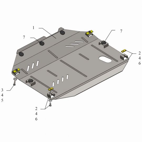 Kolchuga Защита двигателя, КПП и части раздатки на Chevrolet Captiva '11- (V-3,0) Kolchuga Защита двигателя, КПП и части раздатки на Chevrolet Captiva '11- (V-3,0)