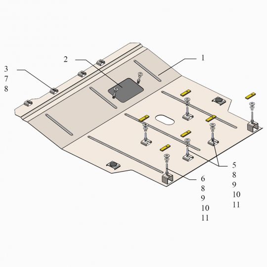 Kolchuga Защита двигателя, КПП и радиатора на Chrysler Grand Voyager IV '01-07 Kolchuga Защита двигателя, КПП и радиатора на Chrysler Grand Voyager IV '01-07