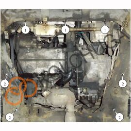 Kolchuga Защита двигателя, КПП и радиатора на Citroen C8 '02-08 (ZiPoFlex-оцинковка)