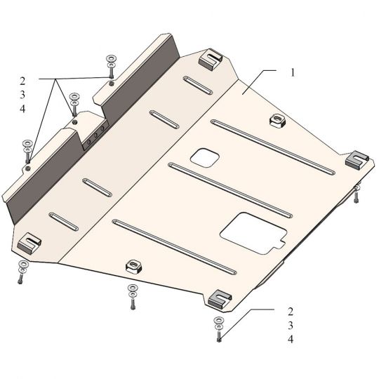 Kolchuga Защита двигателя, КПП и радиатора на Dacia Duster I '10-18 (ZiPoFlex-оцинковка)