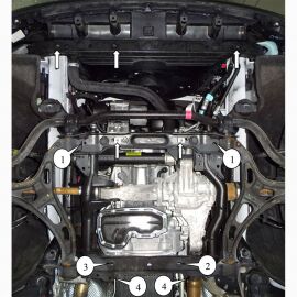 Kolchuga Защита двигателя, КПП и раздатки на Dodge Durango III '10- (ZiPoFlex-оцинковка)
