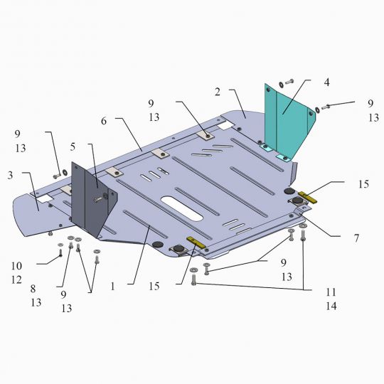 Kolchuga Защита двигателя, КПП и радиатора на Fiat Punto Evo III '09-12 (ZiPoFlex-оцинковка)