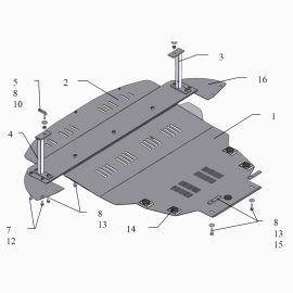 Kolchuga Защита двигателя, КПП и радиатора на Ford C-Max I '03-10 (бензин)