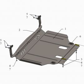 Kolchuga Защита двигателя, КПП и радиатора на Ford Fiesta VII '12-17 (V-1,0) EcoBoost (ZiPoFlex-оцинковка)