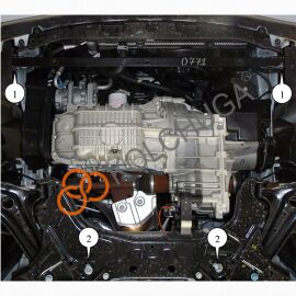 Kolchuga Защита двигателя, КПП и радиатора на Ford KA+ III '16-18 (ZiPoFlex-оцинковка)