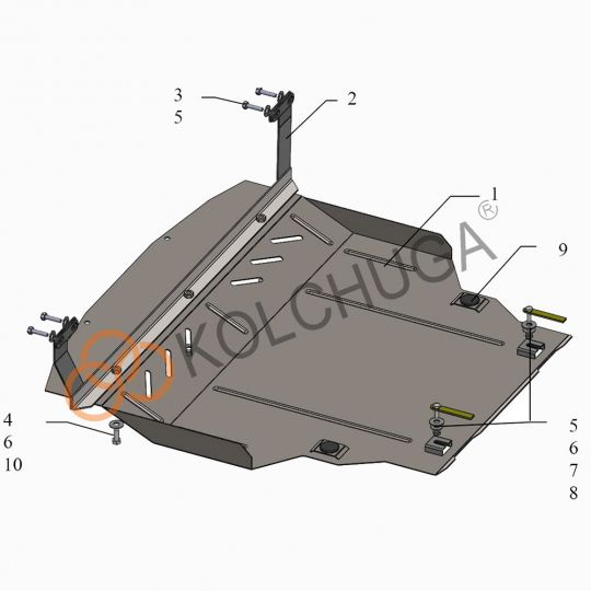 Kolchuga Защита двигателя, КПП и радиатора на Ford KA+ III '16-18 Kolchuga Защита двигателя, КПП и радиатора на Ford KA+ III '16-18
