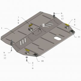 Kolchuga Защита двигателя, КПП и радиатора на Ford Mondeo IV '07-14 (ZiPoFlex-оцинковка)