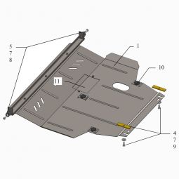 Kolchuga Защита двигателя, КПП и радиатора на Geely Emgrand EC7 '09- (ZiPoFlex-оцинковка)