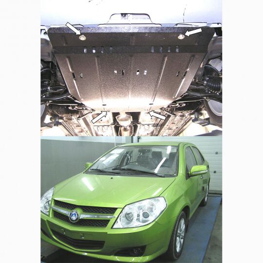 Kolchuga Защита двигателя, КПП и радиатора на Geely GC6 '15- седан Kolchuga Защита двигателя, КПП и радиатора на Geely GC6 '15- седан