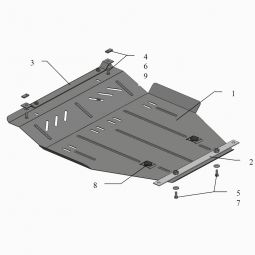 Kolchuga Защита двигателя, КПП и радиатора на Geely MK Cross '10-