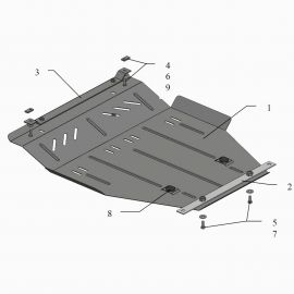 Kolchuga Защита двигателя, КПП и радиатора на Geely MK/MK2 '06- хэтчбек