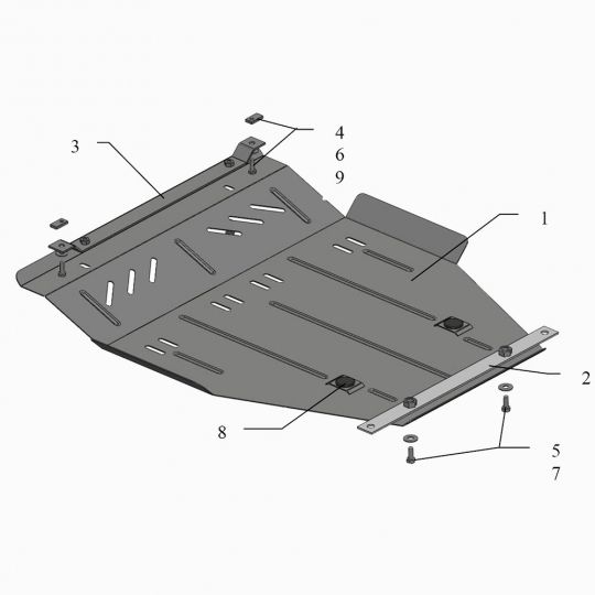 Kolchuga Защита двигателя, КПП и радиатора на Geely MK/MK2 '06- хэтчбек Kolchuga Защита двигателя, КПП и радиатора на Geely MK/MK2 '06- хэтчбек