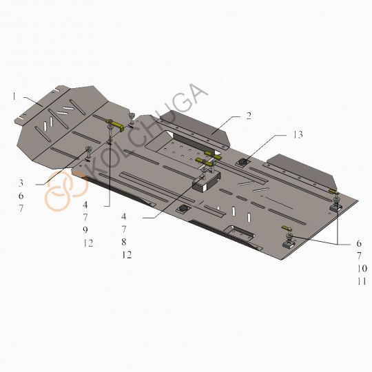 Kolchuga Защита двигателя, КПП, радиатора, РКПП и переднего моста на Great Wall Wingle 5 '11- Kolchuga Защита двигателя, КПП, радиатора, РКПП и переднего моста на Great Wall Wingle 5 '11-