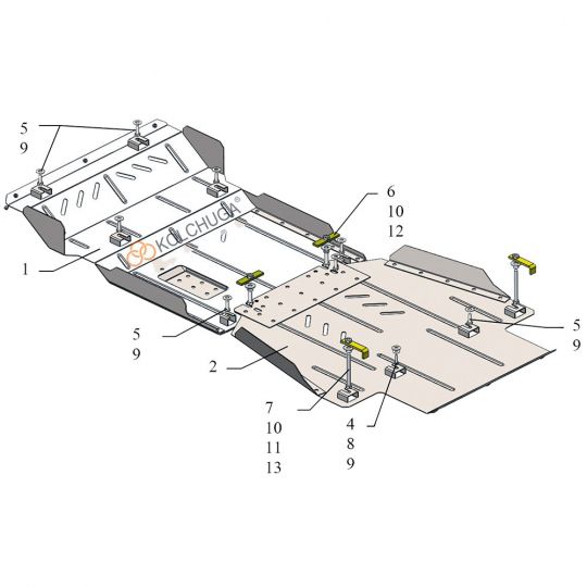 Kolchuga Защита двигателя, КПП, РКПП и переднего моста на Great Wall Haval H9 '17- (ZiPoFlex-оцинковка) Kolchuga Защита двигателя, КПП, РКПП и переднего моста на Great Wall Haval H9 '17- (ZiPoFlex-оцинковка)