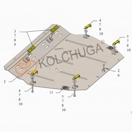 Kolchuga Защита двигателя и КПП на Honda Civic X '15- седан 4d (ZiPoFlex-оцинковка)