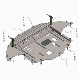 Kolchuga Защита двигателя, КПП и радиатора на Hyundai Elantra VI '15-