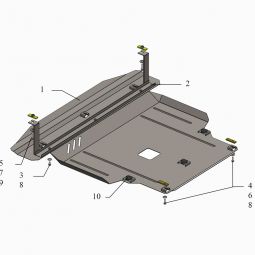Kolchuga Защита двигателя, КПП и радиатора на Hyundai Santa Fe III '12-18 (V-2,4)