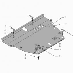 Kolchuga Защита двигателя, КПП и радиатора на Hyundai Sonata V (NF) '04-10 (ZiPoFlex-оцинковка)