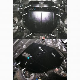 Kolchuga Защита двигателя, КПП и радиатора на Hyundai Sonata VI (YF) 2010 (овальный подрамник) (ZiPoFlex-оцинковка)