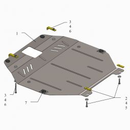 Kolchuga Защита двигателя, КПП и радиатора на Hyundai Sonata VI (YF) 2010 (овальный подрамник)