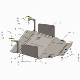 Kolchuga Защита двигателя, КПП и радиатора на Hyundai Sonata VI (YF) '09-14 (подрамник, как знак бесконечности)