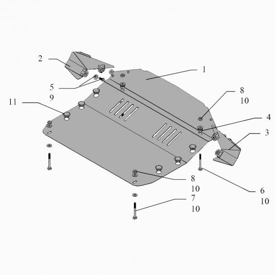 Kolchuga Защита двигателя, КПП и радиатора на Hyundai Tucson I (JM) '04- (ZiPoFlex)