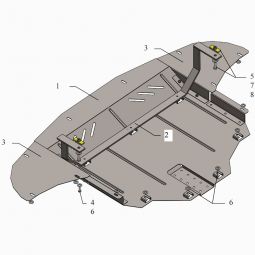 Kolchuga Защита двигателя, КПП и радиатора на Hyundai Tucson III (TL) '15- (V-2,0i; 1,7CRDI; 2,0CRDI)