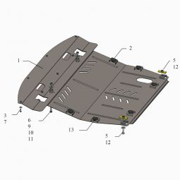Kolchuga Защита двигателя, КПП и радиатора на Infiniti QX60 '12- (ZiPoFlex)