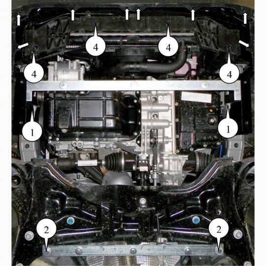 Kolchuga Защита двигателя, КПП и радиатора на JAC S2 '15- Kolchuga Защита двигателя, КПП и радиатора на JAC S2 '15-