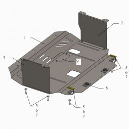 Kolchuga Защита двигателя, КПП и частично радиатора на Kia C'eed II '12-18 (бензин) (ZiPoFlex-оцинковка)