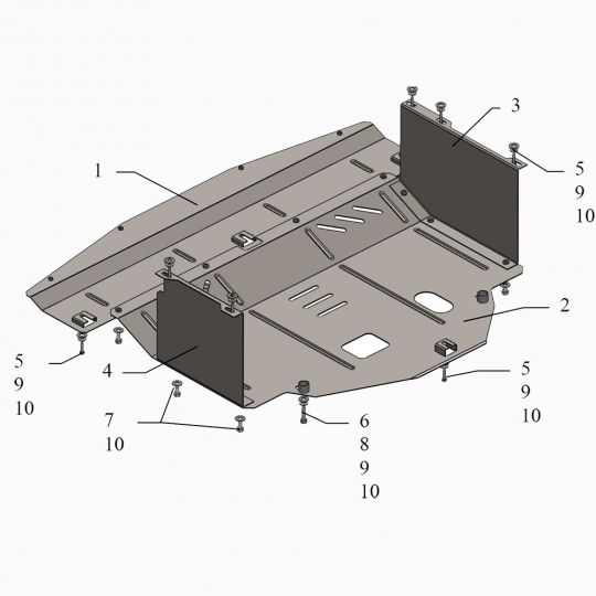 Kolchuga Защита двигателя, КПП и радиатора на Kia Carens IV '12-