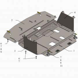 Kolchuga Защита двигателя, КПП и радиатора на Kia C'eed II '16-18 (ZiPoFlex-оцинковка)