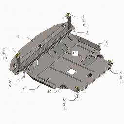 Kolchuga Защита двигателя, КПП и радиатора на Kia Sorento II '12-14 ZiPoFlex&reg;