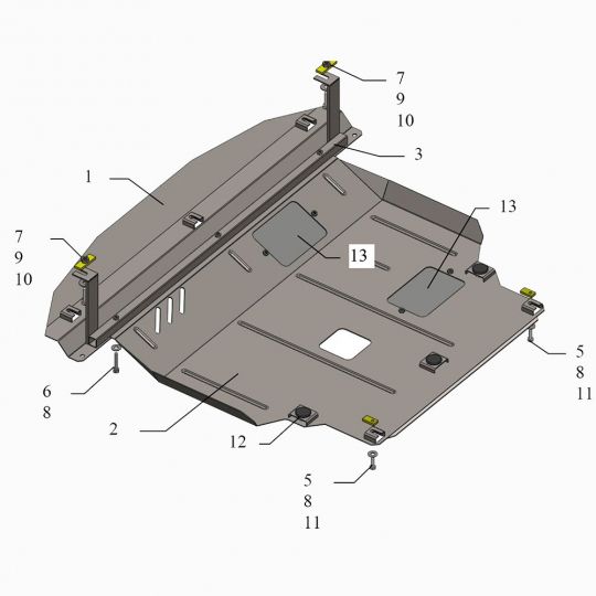 Kolchuga Защита двигателя, КПП и радиатора на Kia Sorento II '12-14 ZiPoFlex®