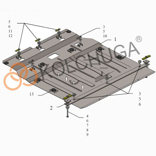 Kolchuga Защита двигателя и КПП на Mercedes-Benz A-Class W169 '04-12 (V-1,5i) Kolchuga Защита двигателя и КПП на Mercedes-Benz A-Class W169 '04-12 (V-1,5i)