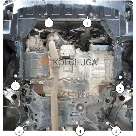 Kolchuga Защита двигателя и КПП на Mitsubishi Outlander III '12- (ZiPoFlex-оцинковка) Kolchuga Защита двигателя и КПП на Mitsubishi Outlander III '12- (ZiPoFlex-оцинковка)