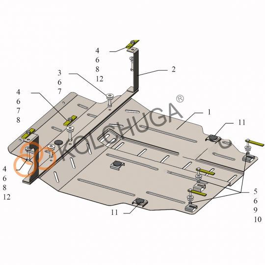 Kolchuga Защита двигателя и КПП на Mitsubishi Outlander XL II '06-12