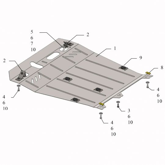 Kolchuga Защита двигателя, КПП и радиатора на Mitsubishi ASX '10- Kolchuga Защита двигателя, КПП и радиатора на Mitsubishi ASX '10-