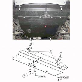 Kolchuga Защита двигателя, КПП и радиатора на Mitsubishi Outlander I '01-06
