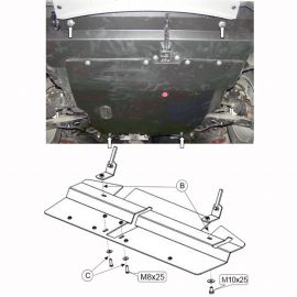 Kolchuga Защита двигателя, КПП и радиатора на Mitsubishi Outlander I '01-06 (ZiPoFlex-оцинковка)