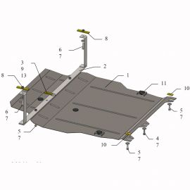 Kolchuga Защита двигателя, КПП и радиатора на Mitsubishi Outlander XL II '06-12 (ZiPoFlex-оцинковка)