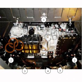 Kolchuga Защита двигателя, КПП и радиатора на Mitsubishi Outlander XL III '12- (V-2,4i)