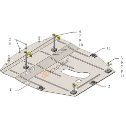 Kolchuga Защита двигателя и КПП на Nissan Rogue II '12- (ZiPoFlex-оцинковка)