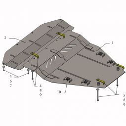 Kolchuga Защита двигателя, КПП и радиатора на Nissan Qashqai+2 (J10) I '07-13 (ZiPoFlex-оцинковка)