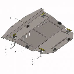 Kolchuga Защита двигателя, КПП и радиатора на Nissan Qashqai (J11) II '13- (ZiPoFlex-оцинковка)