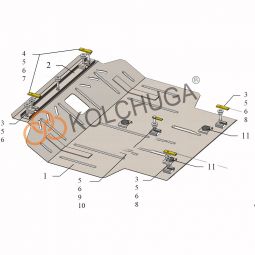 Kolchuga Защита двигателя, КПП и радиатора на Nissan X-Trail (T30) I '01-07 (ZiPoFlex-оцинковка)